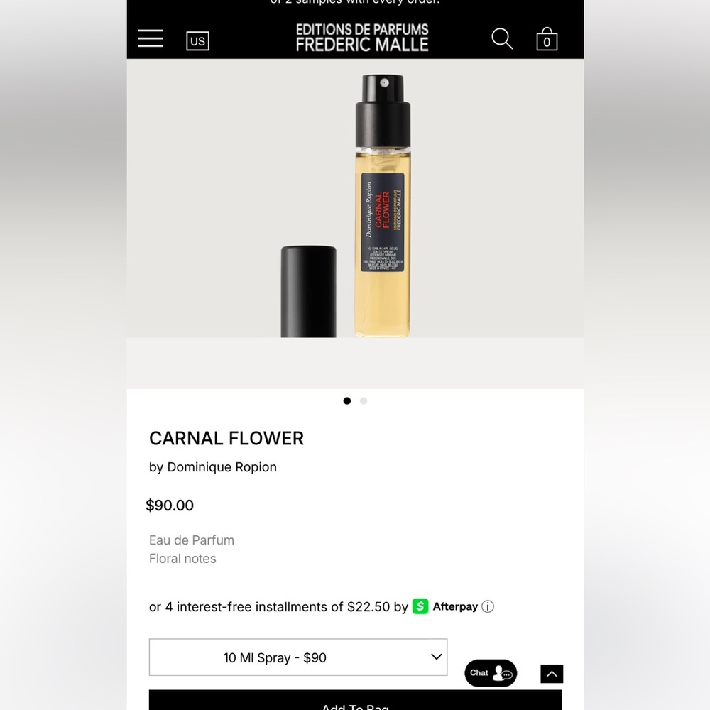Set of 2 - New Frederic Malle Carnal Flower by Dominique Ropion 10ml